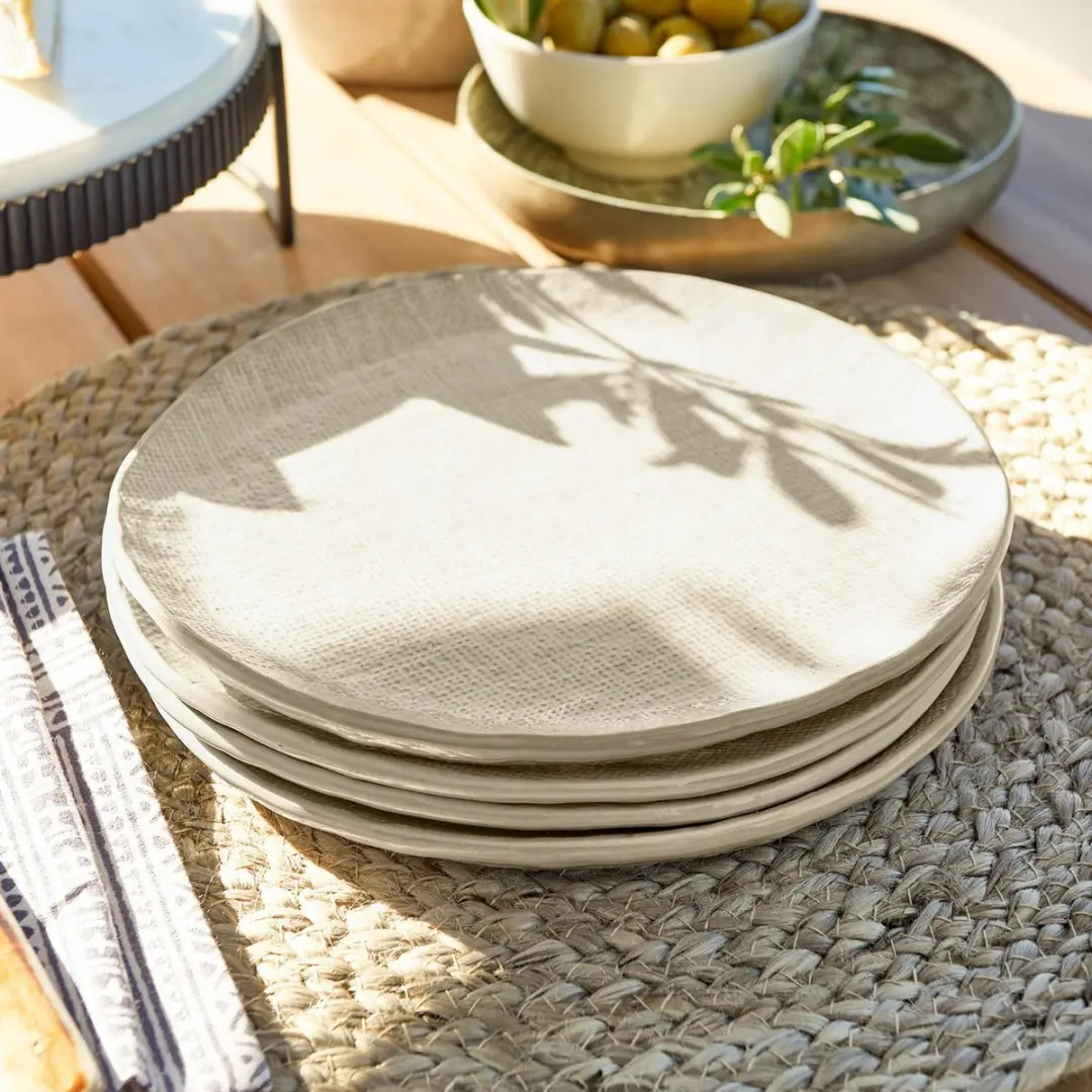 Loberon Dessertbordjes Set 4 Stuks - Luganville Beige