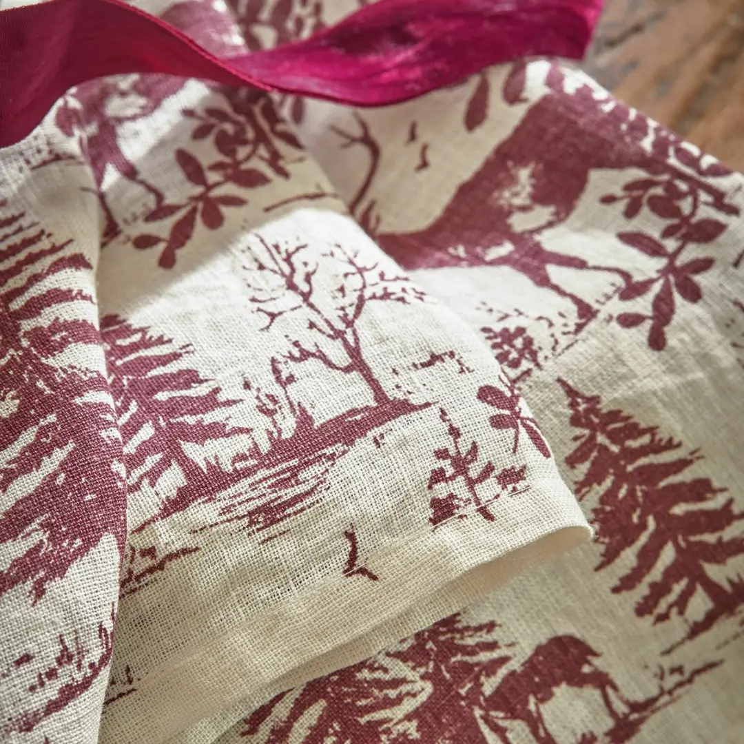 Loberon Sundraen Servetset 4 Stuks - Rood/Wit