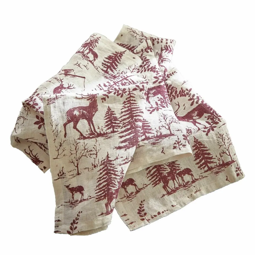 Loberon Sundraen Servetset 4 Stuks - Rood/Wit
