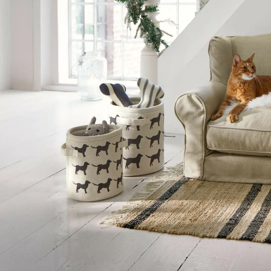 Loberon Pawelino Hondenmand Set - 2 Stuks - Beige/Grijs