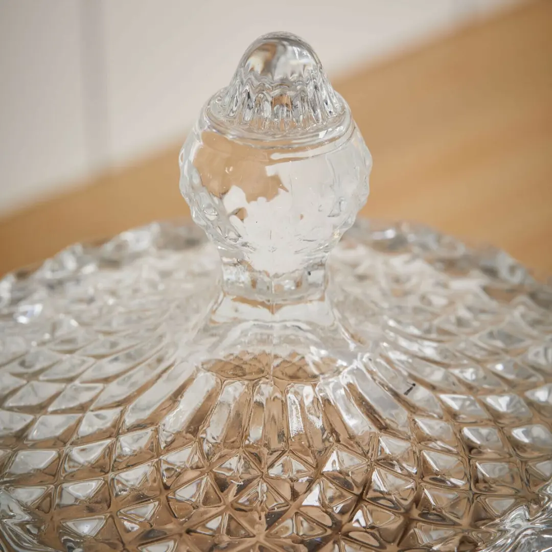 Loberon Kerynna Glazen Potje met Houder - 12,5 cm - Bruin