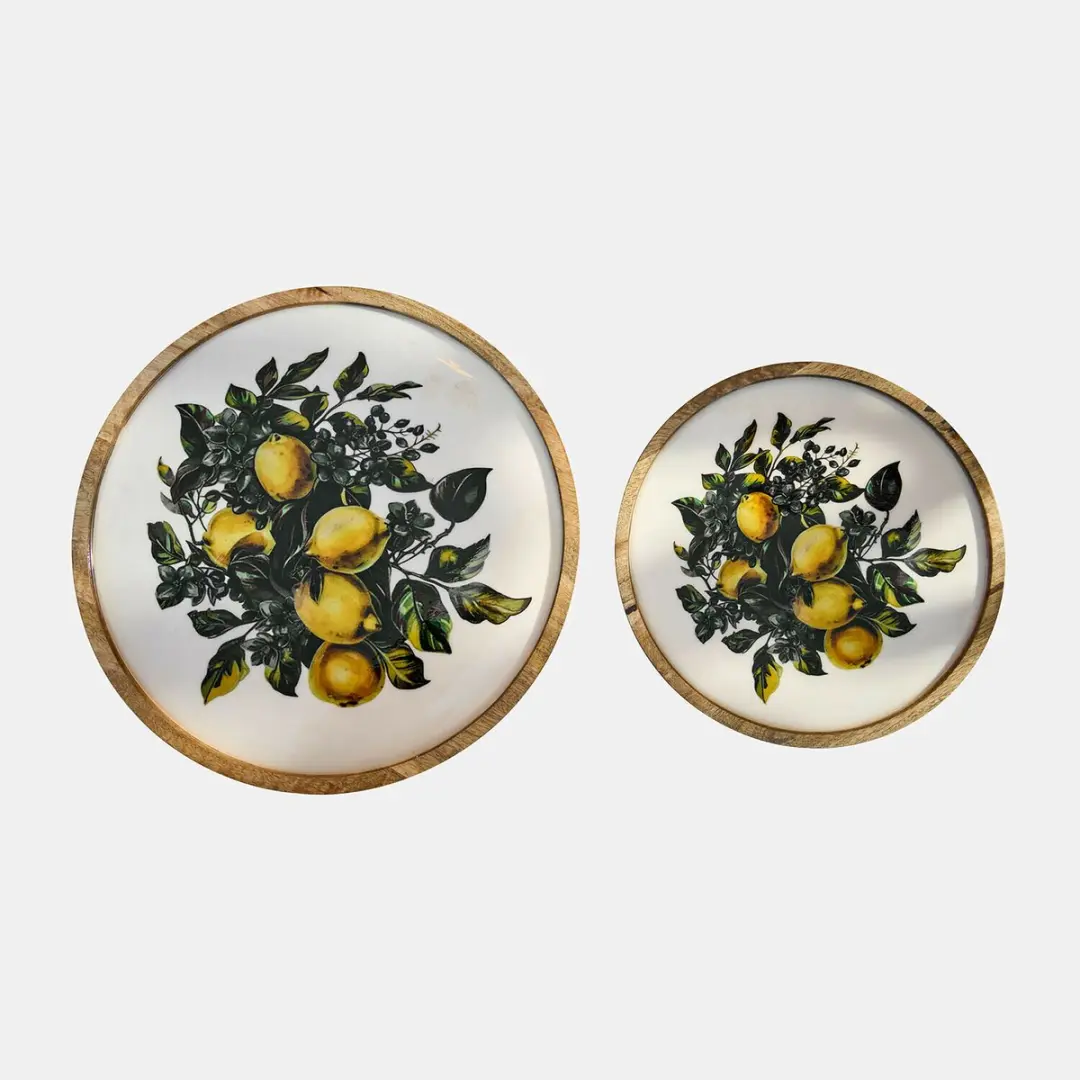 Loberon Solianne Dienblad Set 2 Stuks - 40cm Geel/Wit