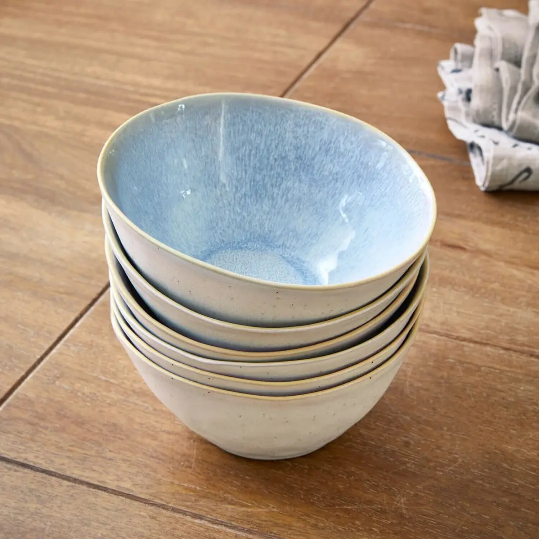 Loberon Vionette Kommetjes - 6 Stuks - Blauw/Wit