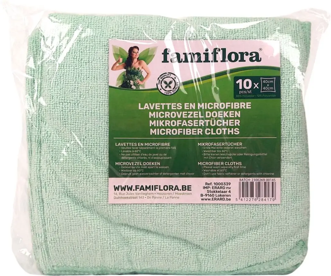 Famiflora Microvezel Doekjes Groen 40x40cm - 10 Stuks