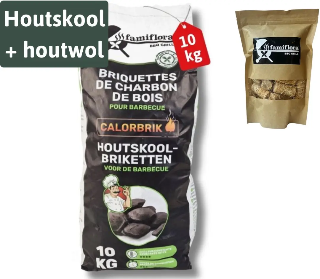 Famiflora briketten 10KG + Famiflora houtwol 325GR