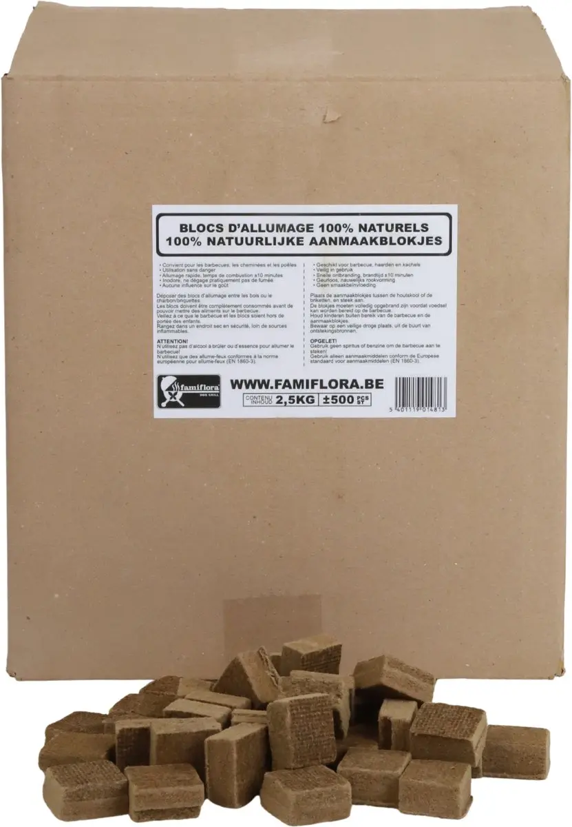 Famiflora Bruin XXL Aanmaakblokjes - 10kg (2000 Stuks)