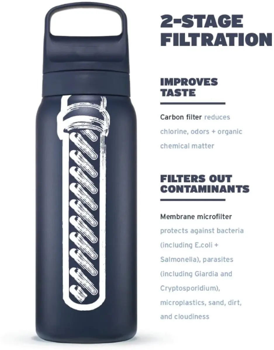 LifeStraw Go 2.0 Kyoto RVS Waterfilterfles 500ml - Oranje - afbeelding 2 van 6