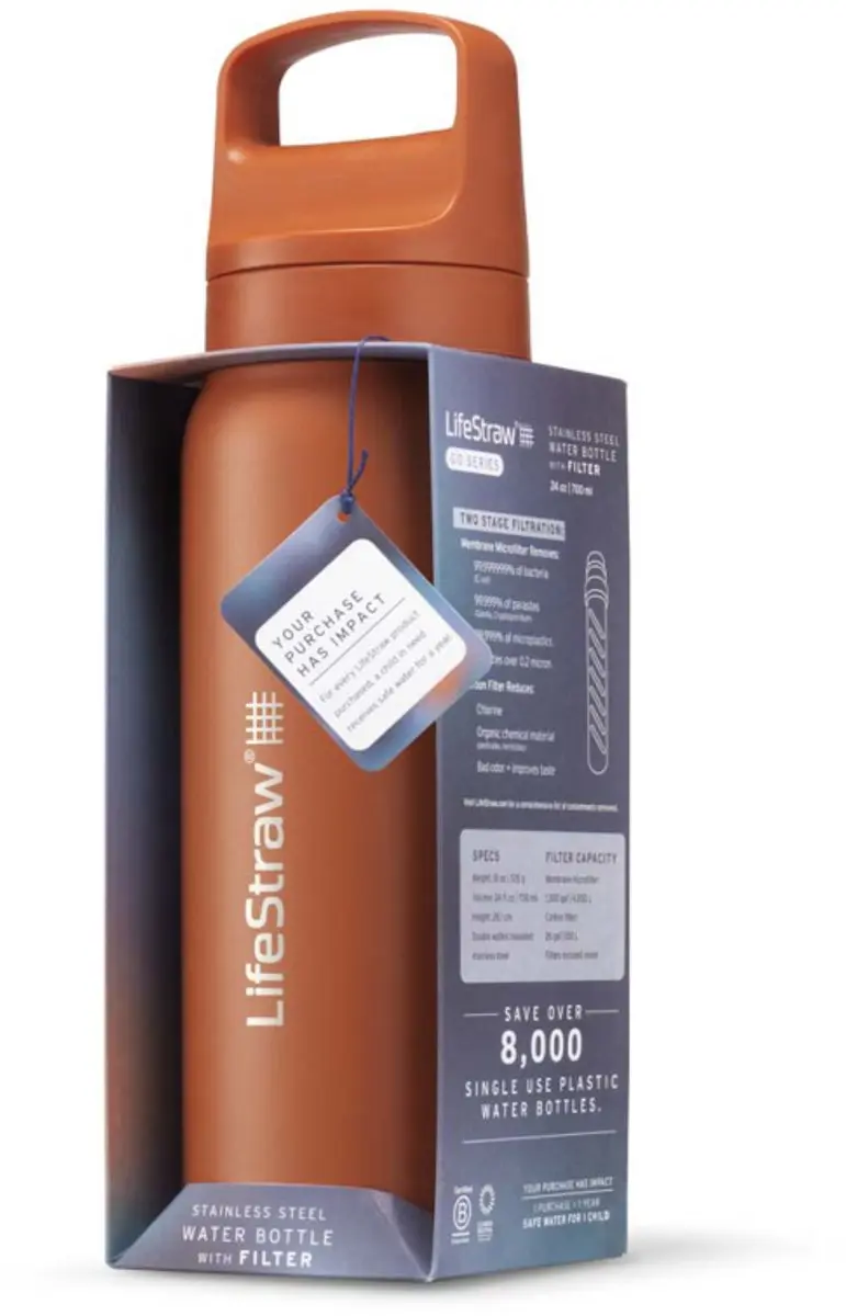 LifeStraw Go 2.0 Kyoto RVS Waterfilterfles 500ml - Oranje - afbeelding 5 van 6