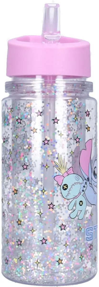 Lilo & Stitch Stitch Twinkle Drinkfles 300ml - Roze Glitter