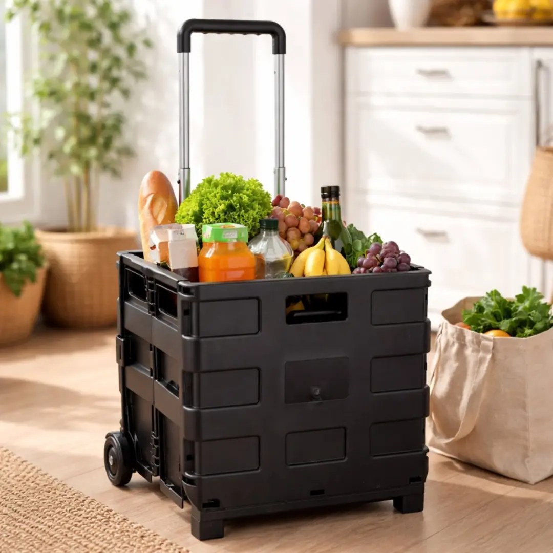 Kinzo Opvouwbare Boodschappentrolley 297980409 - 25kg - Zwart - afbeelding 4 van 6