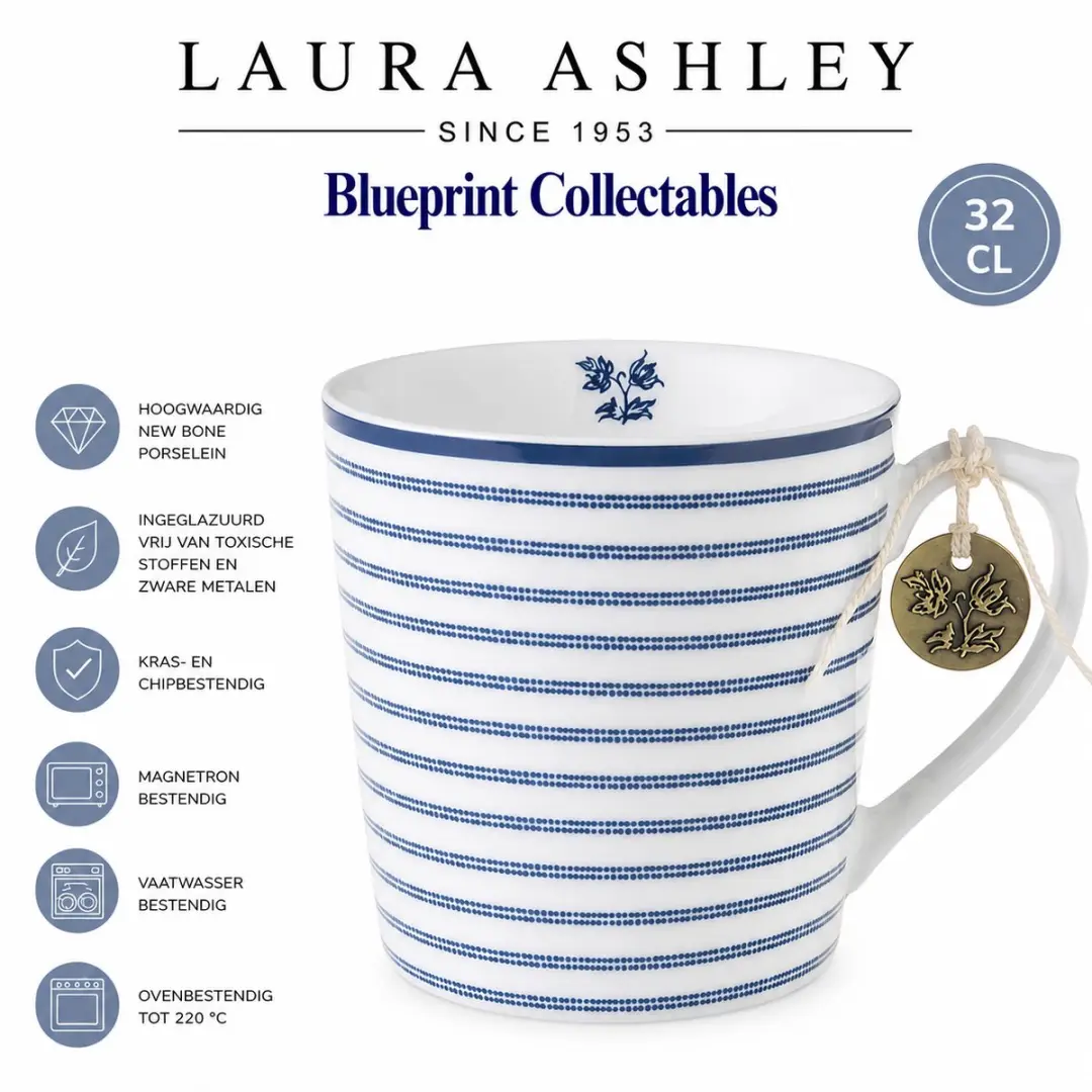 Laura Ashley Blueprint Mok 32cl - Candy Stripe