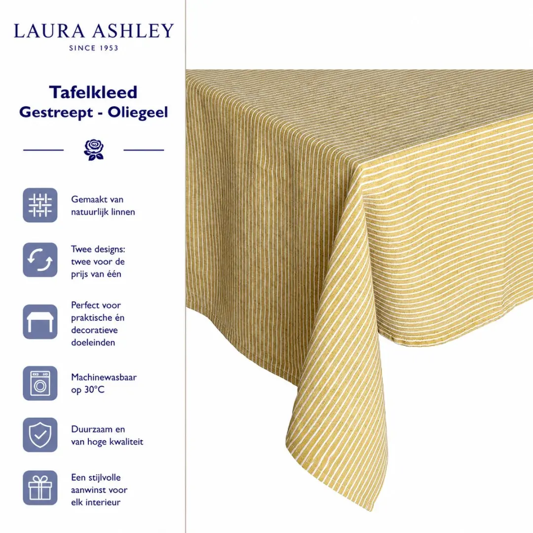 Laura Ashley Tafelkleed Oil Geel Streep 140x240cm