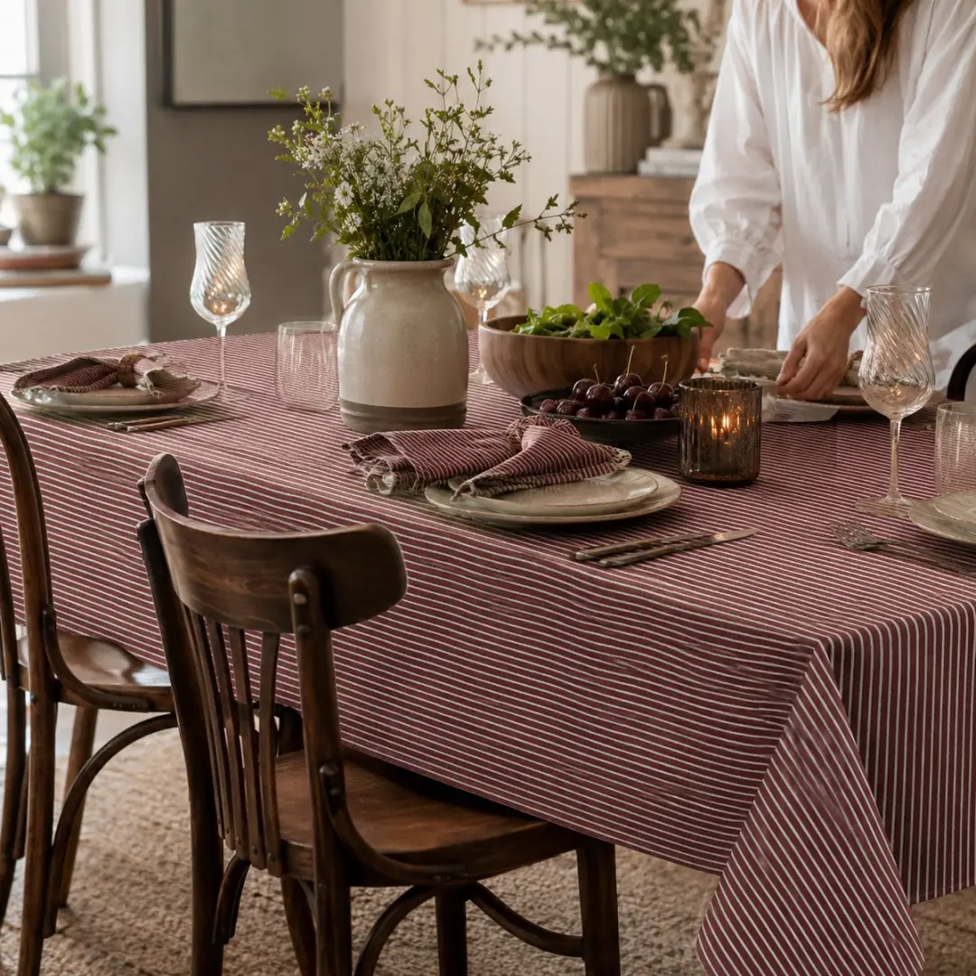 Laura Ashley Tafelkleed Kitchen Linen Collectables Oxblood - 140x240cm