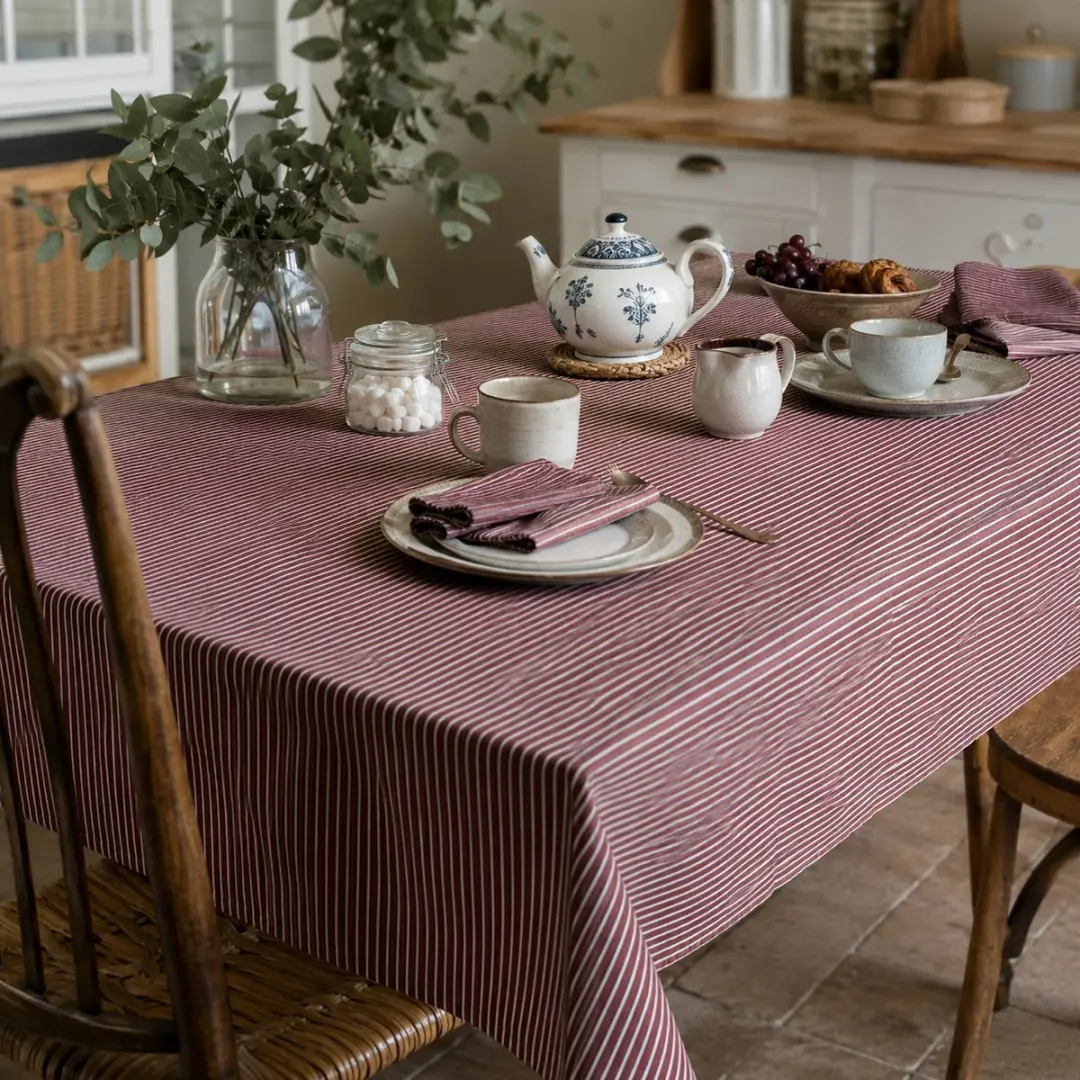 Laura Ashley Tafelkleed Kitchen Linen Collectables Oxblood - 140x240cm