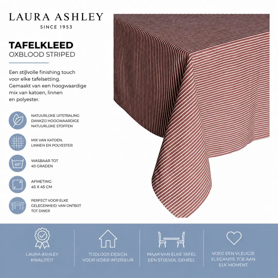 Laura Ashley Tafelkleed Kitchen Linen Collectables Oxblood - 140x240cm