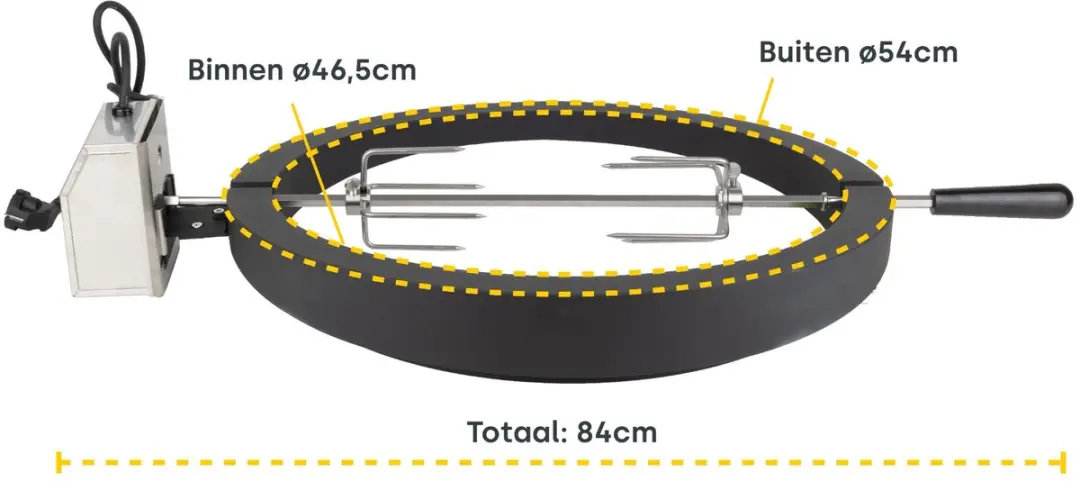 Baste Rotisserie Set L voor 21 inch Kamado's - Zwart - afbeelding 2 van 6