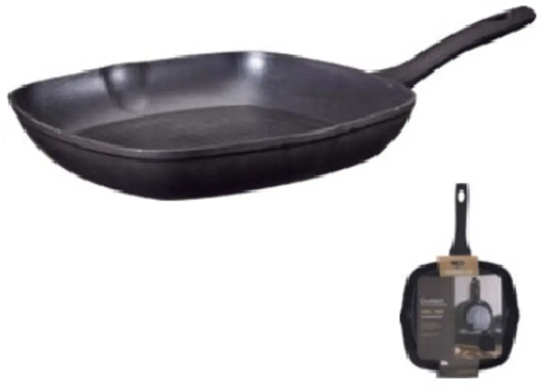 Grillpan gesmeed aluminium met zwarte PTFE antiaanbaklaag 28cm