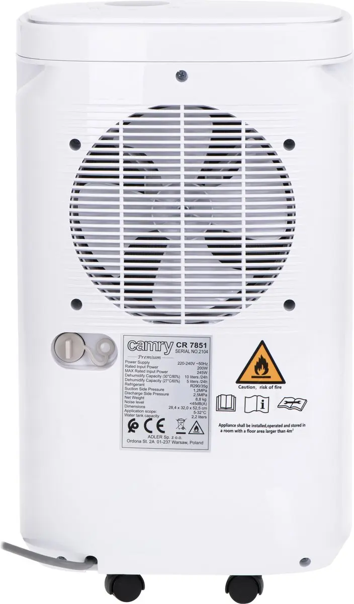 Camry CR 7851 Ontvochtiger - 245W - 2,2L - Wit - afbeelding 4 van 6