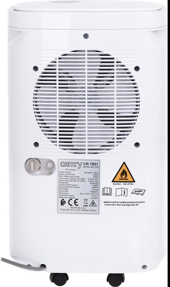 Camry CR 7851 Ontvochtiger - 245W - 2,2L - Wit - afbeelding 6 van 6