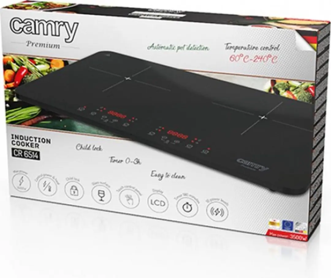 Camry CR 6514 Tweepits Inductiekookplaat 3500W - Zwart - afbeelding 2 van 6