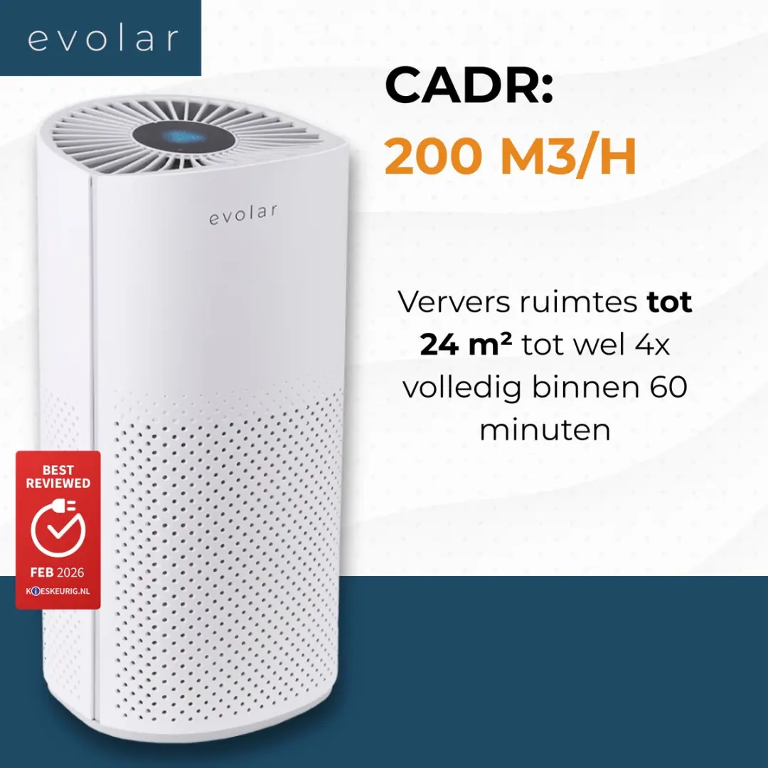 Evolar Luchtreiniger EVO-AP23WH-extraFIL - 200m³/h - 50m² - Wit - afbeelding 2 van 6