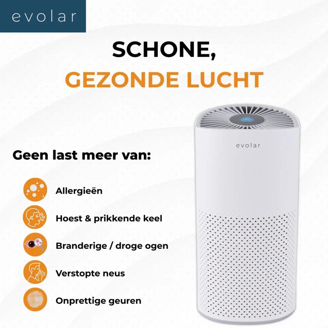 Evolar Pure4 Luchtreiniger 200m³/h - HEPA 13 Filter - Wit - afbeelding 5 van 6