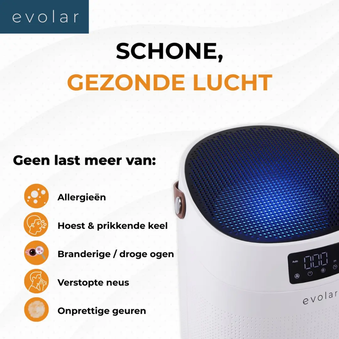 Evolar Pure4+ Luchtreiniger - 400m³/h - HEPA 13 - Wit - afbeelding 3 van 6