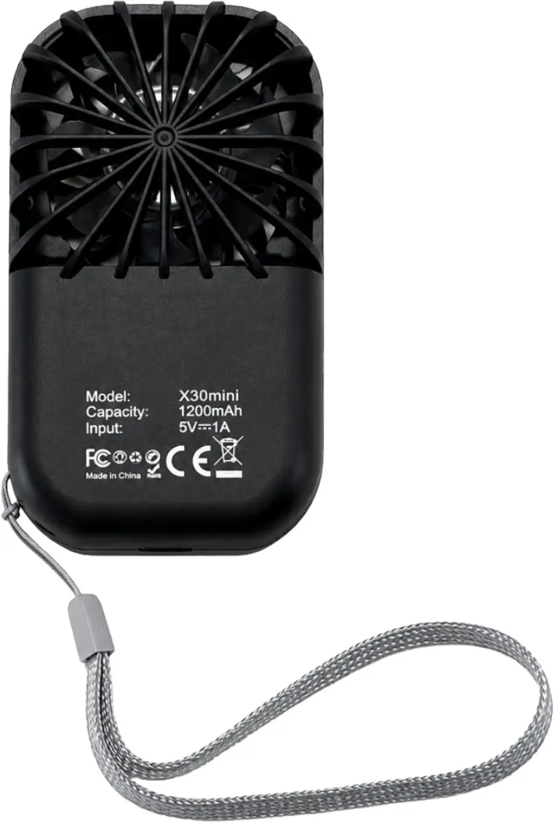Evolar MINIFAN Oplaadbare Handventilator 1200mAh - Zwart - afbeelding 2 van 5