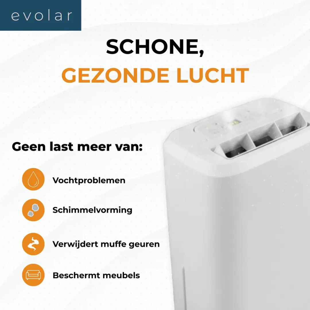 Evolar EVO-DH1200 Luchtontvochtiger 12L - Wit - afbeelding 5 van 6