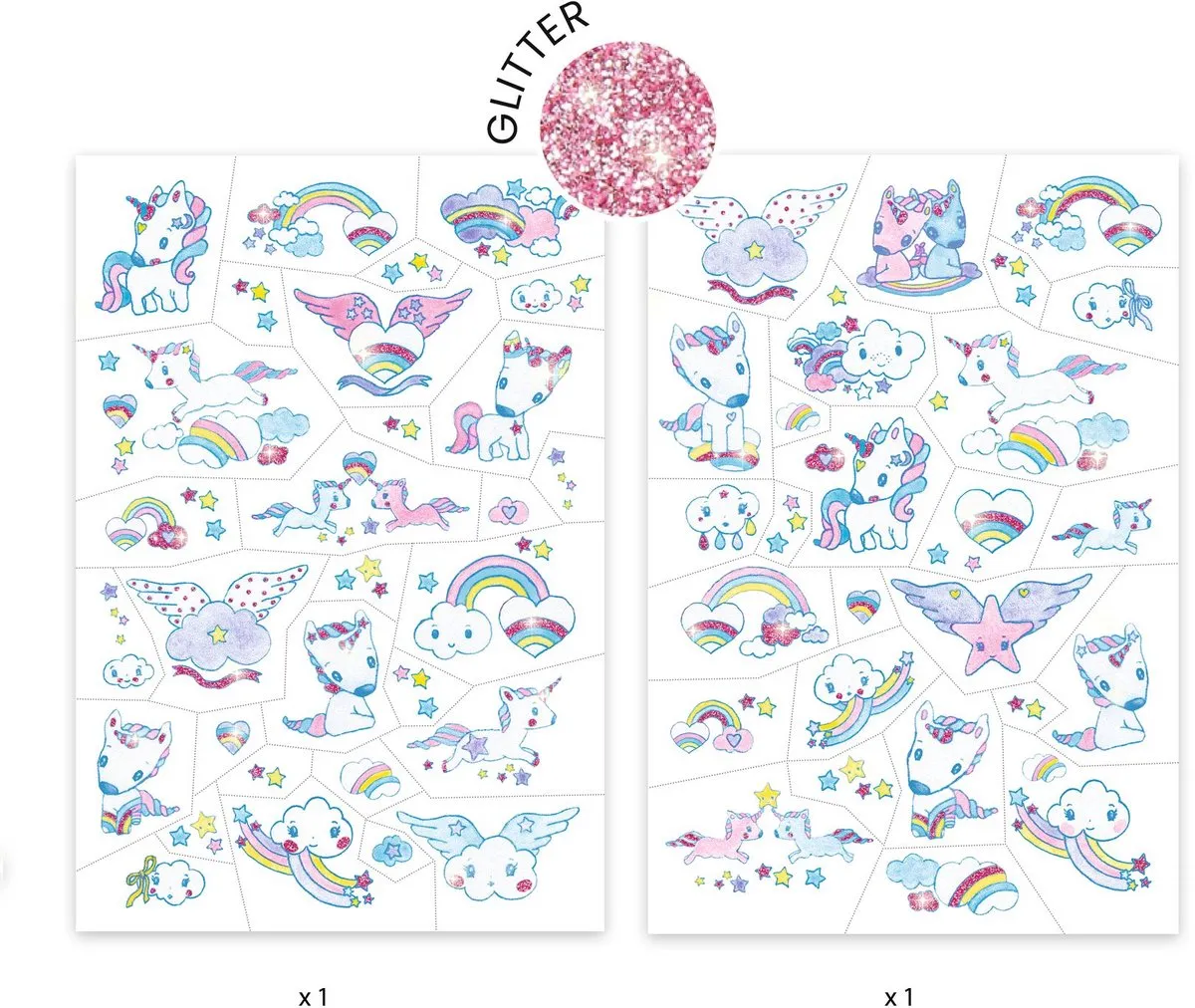 Djeco Unicorn Tattoos Tijdelijke Glittertatoeages - Multicolor
