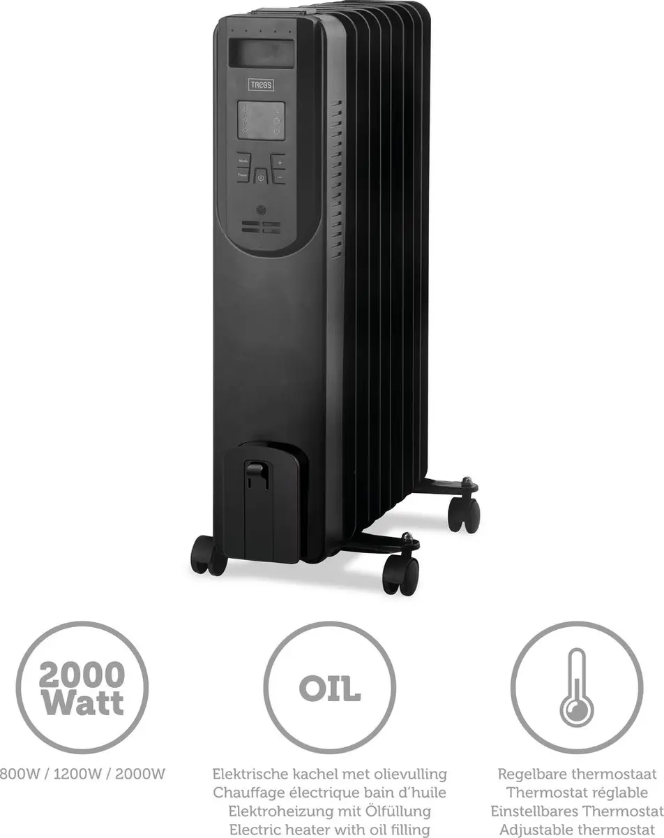 Trebs 99404 Olieradiator 2000W - Zwart - afbeelding 4 van 6