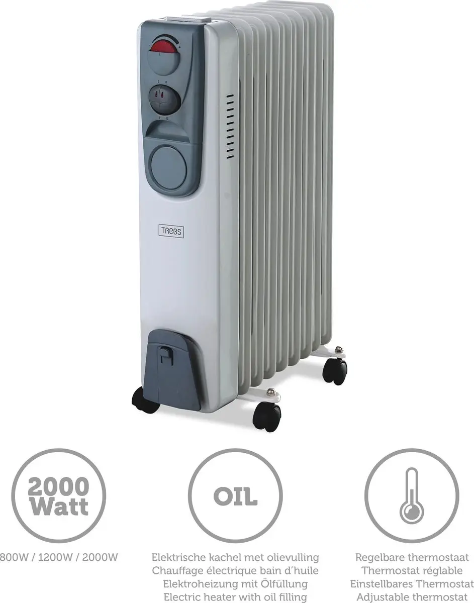 Trebs 99405 Olieradiator 2000W - Wit/Grijs - afbeelding 4 van 6
