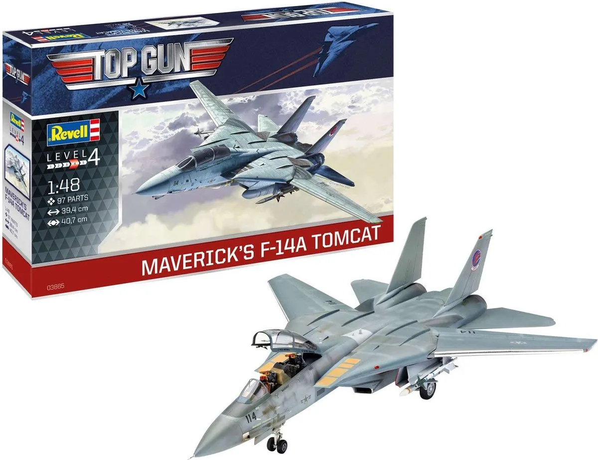 Revell 03865 F-14A Tomcat Top Gun Modelbouwpakket - 1:48 - 96 Onderdelen - Multi