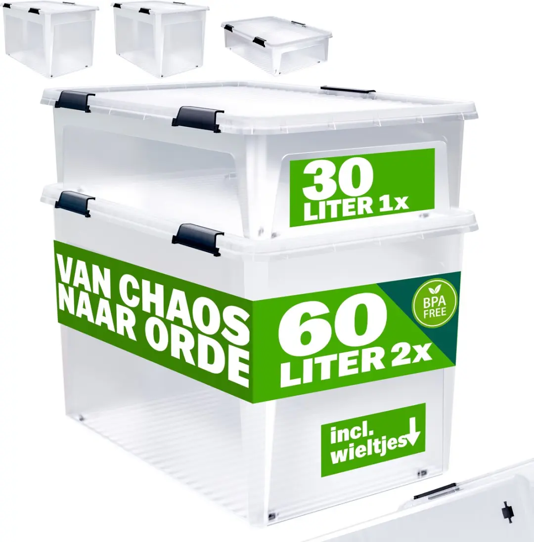 Deuba Opbergbox Set 6 Stuks 30L Transparant
