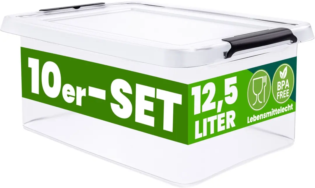 Deuba Opbergox Set 10 Stuks 12,5L Transparant
