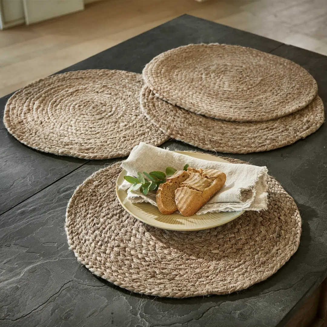 Loberon Dooling Placemat - 4 Stuks - Ø35cm - Bruin