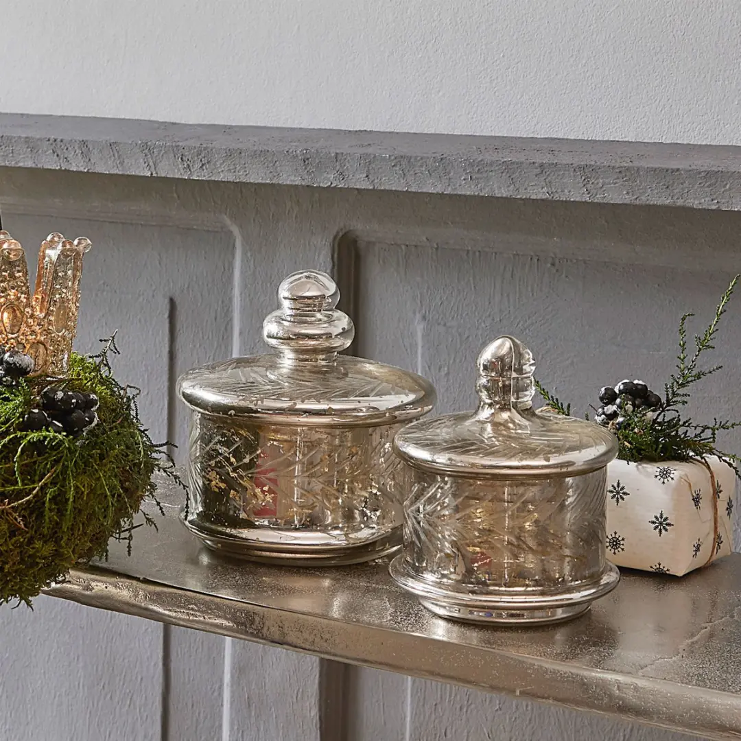 Loberon Glazen Potten Set 2 Stuks - Antiekzilver