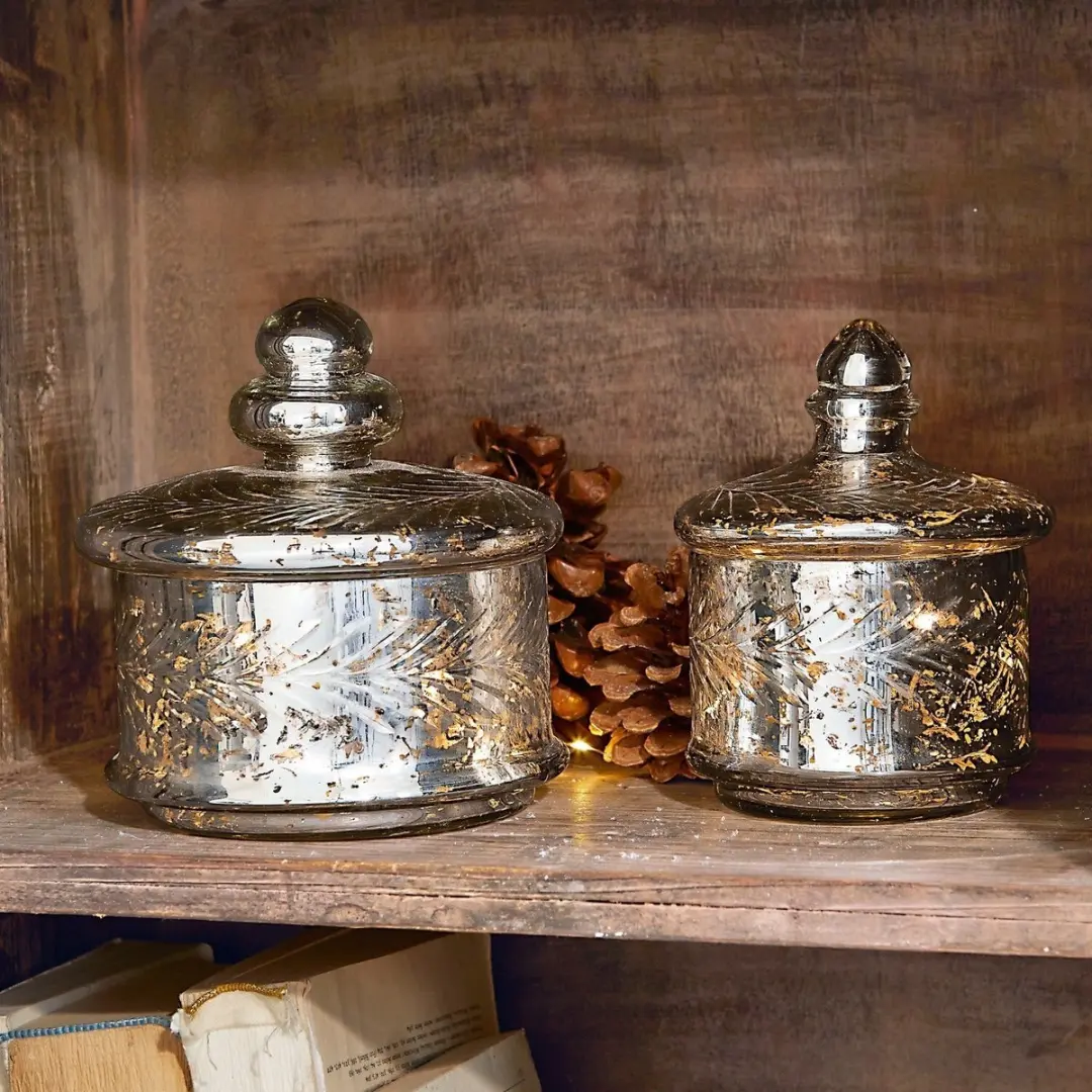 Loberon Glazen Potten Set 2 Stuks - Antiekzilver