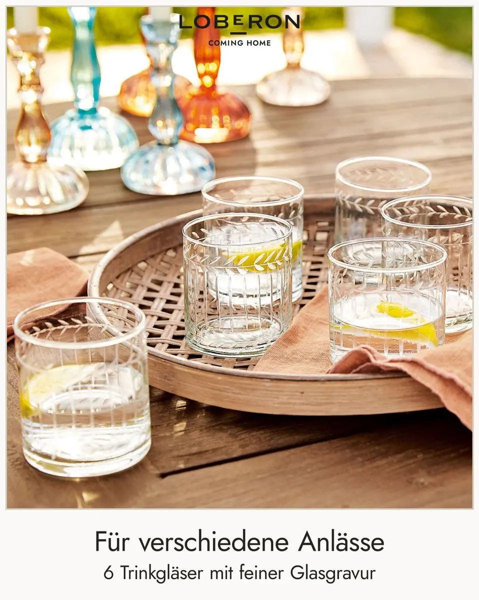 Loberon Glas Set 6 Stuks - Ø8cm - Helder