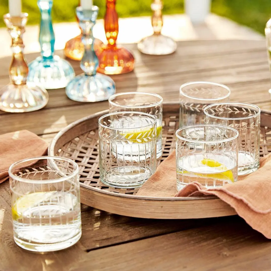 Loberon Glas Set 6 Stuks - Ø8cm - Helder