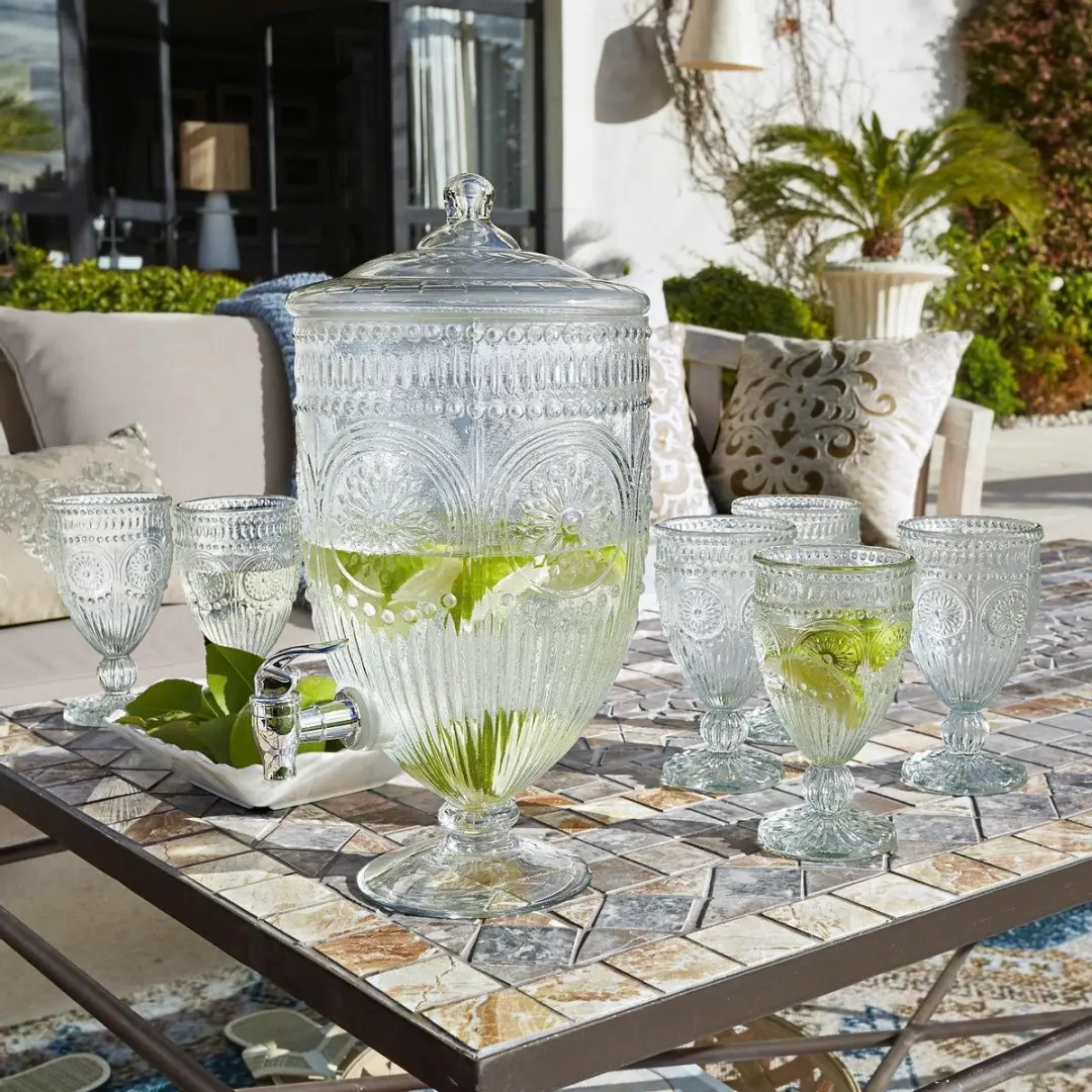 Loberon Leatrice Glas Set 6 Stuks - Ø9cm