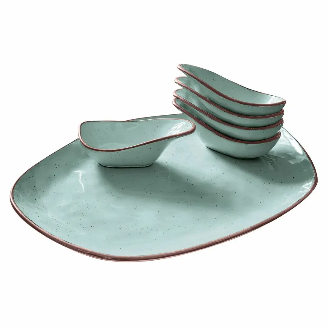 Loberon Biarré Serveerschaal Set 6-delig - Turquoise