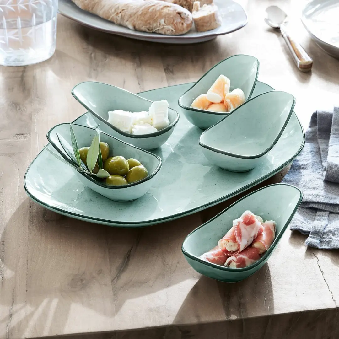 Loberon Biarré Serveerschaal Set 6-delig - Turquoise