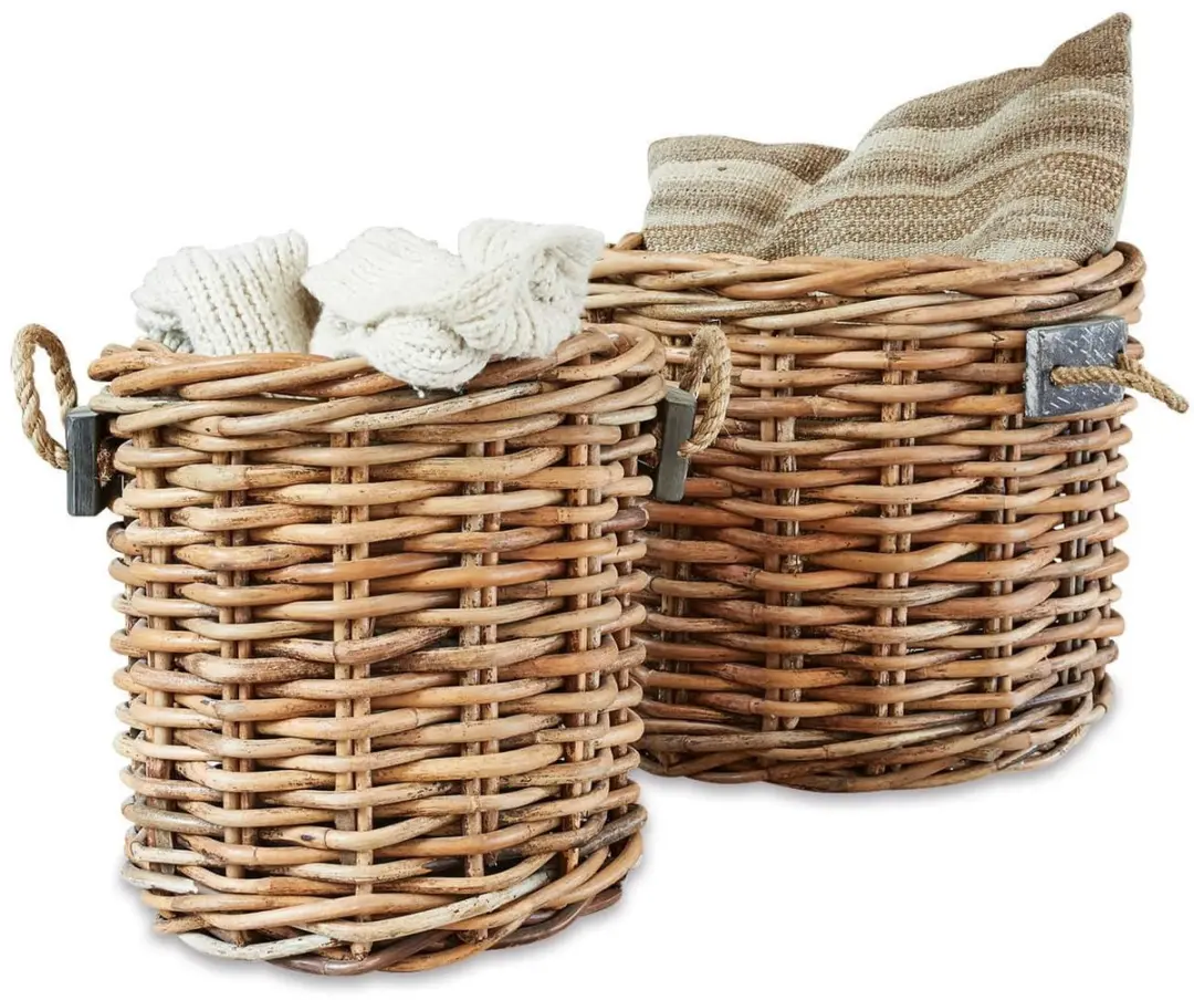 Loberon Marché Manden Set van 2 - 40cm - Bruin