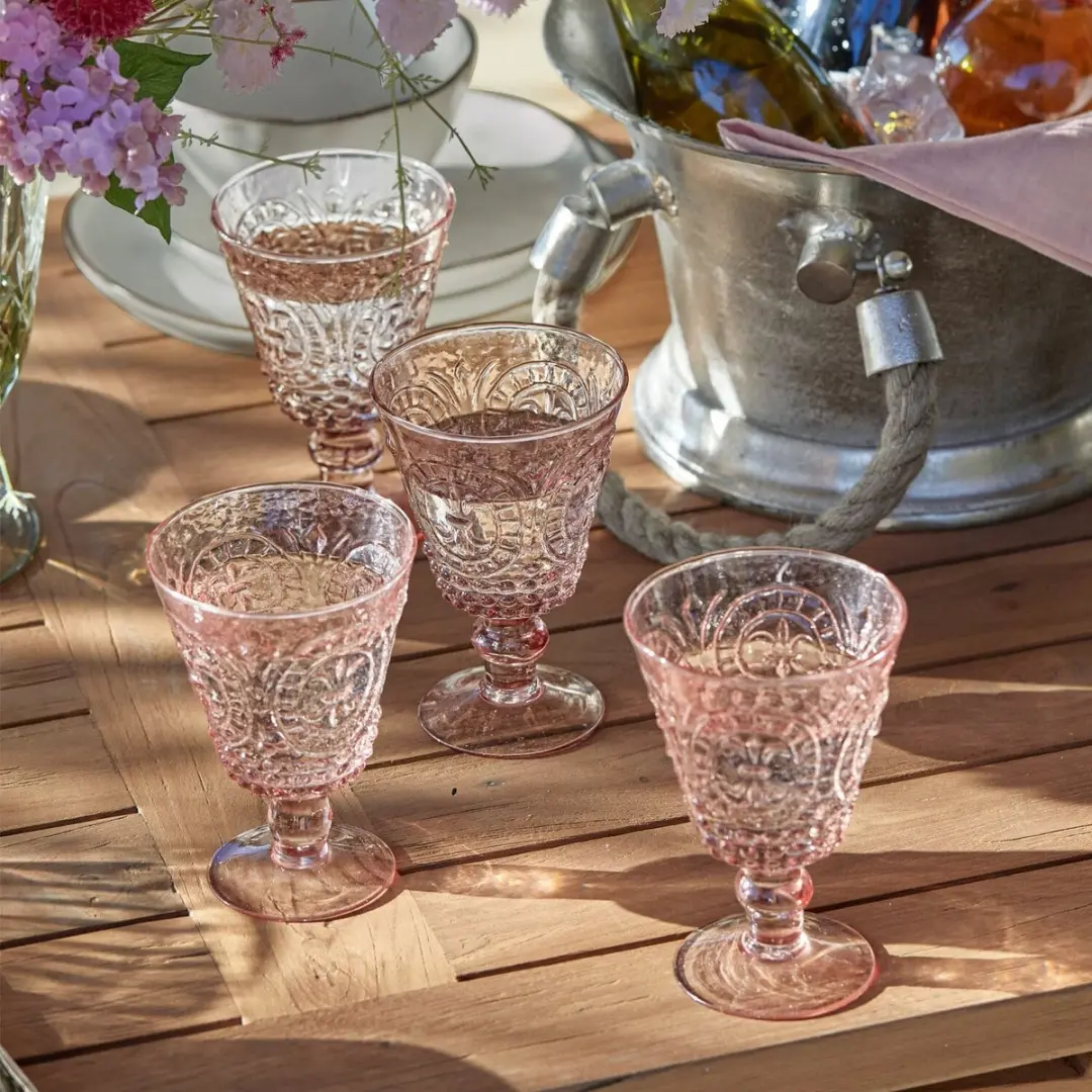 Loberon Sarton Wijnglazen - 4 Stuks - Roze