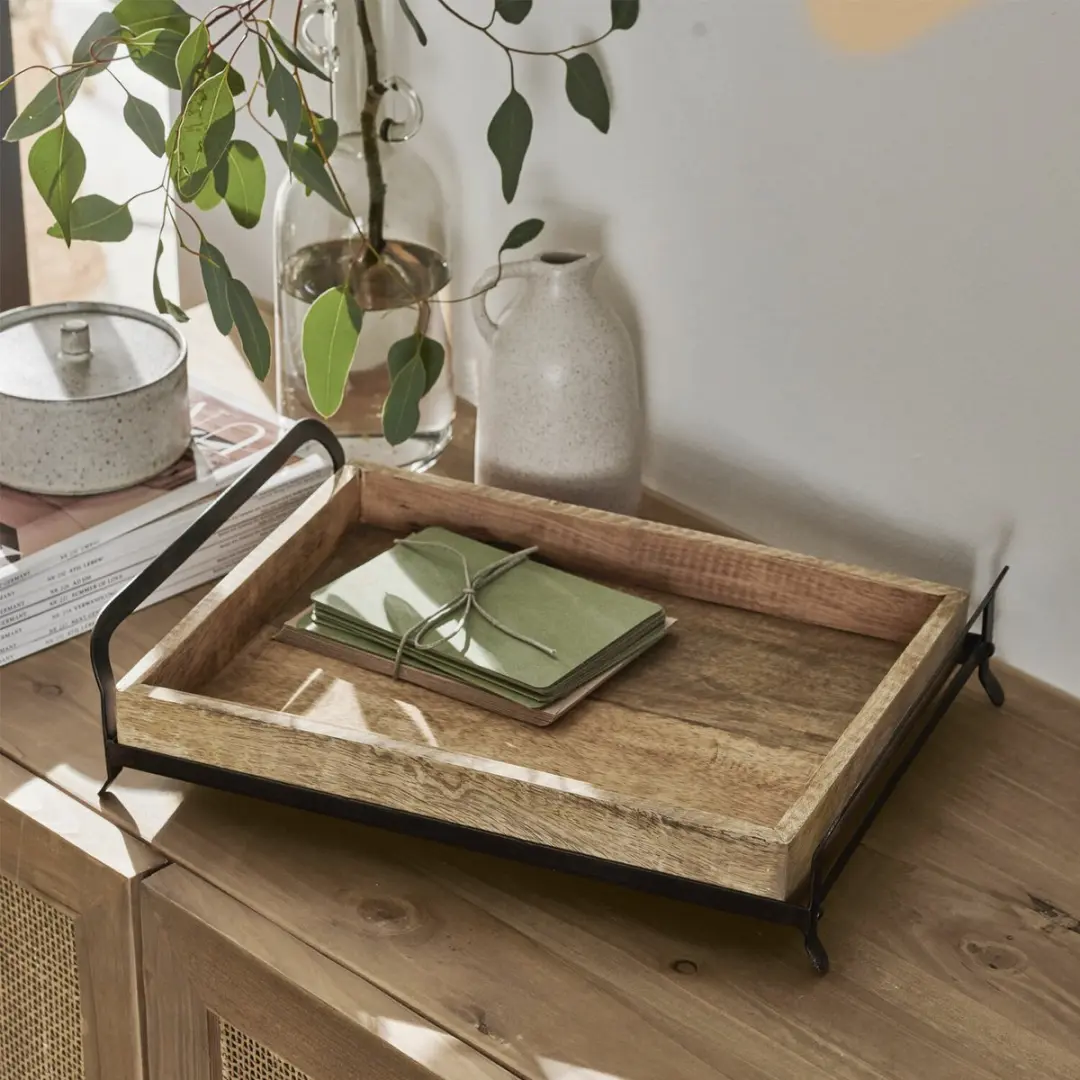 Loberon Troyes Dienblad - Bruin/Zwart - afbeelding 6 van 6