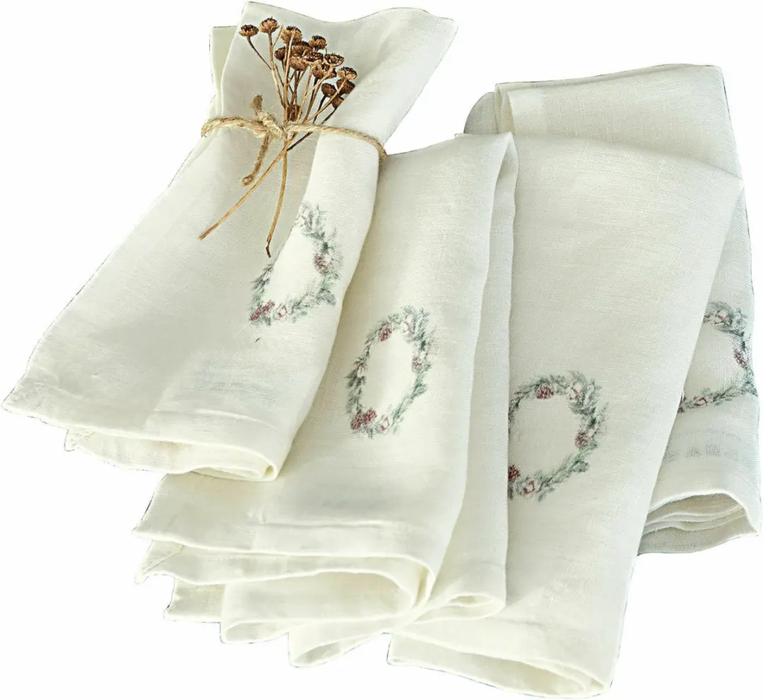 Loberon Torge Servet Set - 4 Stuks Wit