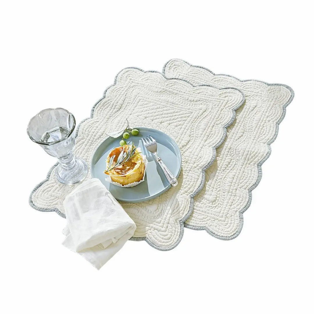 Loberon Placemat Set 2 Stuks - Fontienne - Wit/Blauw