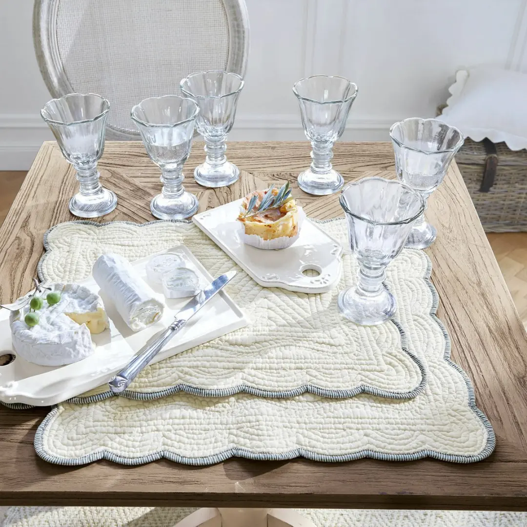 Loberon Placemat Set 2 Stuks - Fontienne - Wit/Blauw