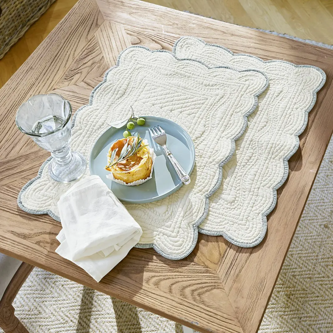 Loberon Placemat Set 2 Stuks - Fontienne - Wit/Blauw